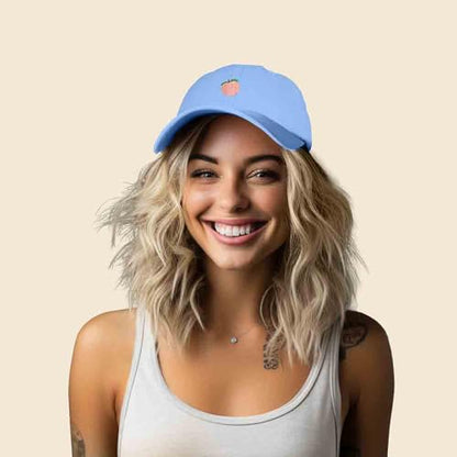 DALIX Peach Embroidered Dad Cap Cotton Baseball Hat Women - color: Light Blue