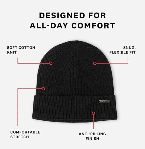 Revony 100% Cotton Men’s Skull Beanie – Soft, Structured, Everyday Comfort - color: Black