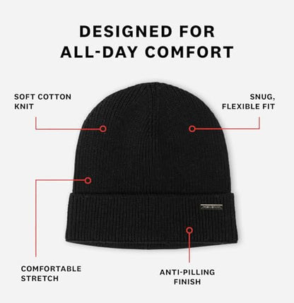 Revony 100% Cotton Men’s Skull Beanie – Soft, Structured, Everyday Comfort - color: Black