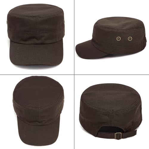 Unisex Basic Cadet Army Caps Everyday Military Style Hat - color: Coffee 1