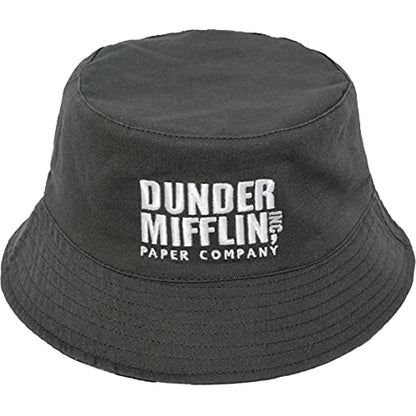 The Office Dunder Mifflin Bucket Hat, Packable Travel Hat, Wide Brim Summer Hat - color: Gray and Black, size: One Size