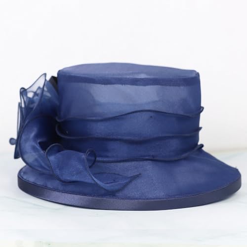 Floral Wedding Hat for Women's Tea Party Fascinators Kentucky Church Derby Hats - color: Navy