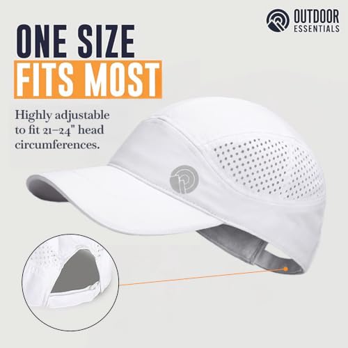 OutdoorEssentials Running Hat - Breathable Running Hats for Women & Men - Jogging Exercise Hiking Cap - Trail Baseball Tennis - color: White