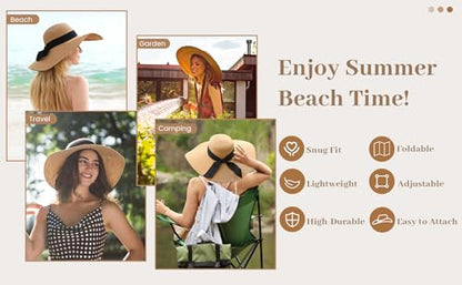 Beach Sun Straw Hats for Women, UPF 50+ UV Sun Protection Summer Straw Hat - color: B - Bege