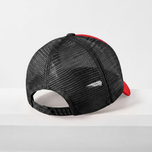 CHOK.LIDS Blank Foam Trucker Hat, Retro Mesh Rope Snapback Cap, Men Women - color: Curved Brim (Red/Black)