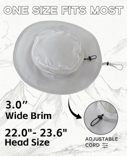 Connectyle Men's Breathable UPF 50+ Sun Hat Packable UV Protection Bucket Hat for Fishing Hiking Camping Safari Beach Golf - color: Light Grey