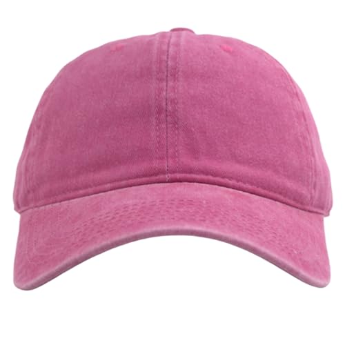 Vintage Washed Cotton Plain Baseball Caps Adjustable Unstructured Blank Casual Dad Ball Hats for Men Women, M/L/XL/XXL - color: Rose, size: Medium-Large