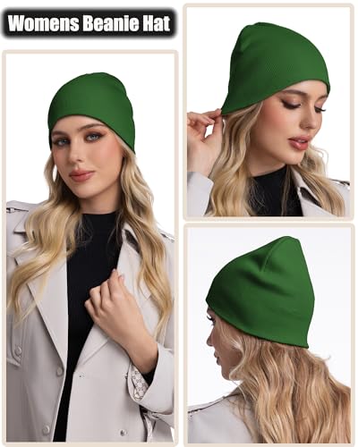 100% Cotton Beanie Hat Cuffless Beanies Warm Knit Winter Skull Cap - color: 1pcs-turquoise Green