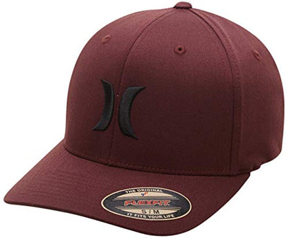 Hurley Mens Textured Fitted Baseball Cap, Moisture Wicking, Curved Brim - color: Mahogany, size: Large-X-Large