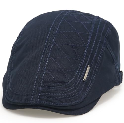 Initlove Mens Newsboy Cap Cotton Ivy Hat Beret Hats for Driving - color: A Navy