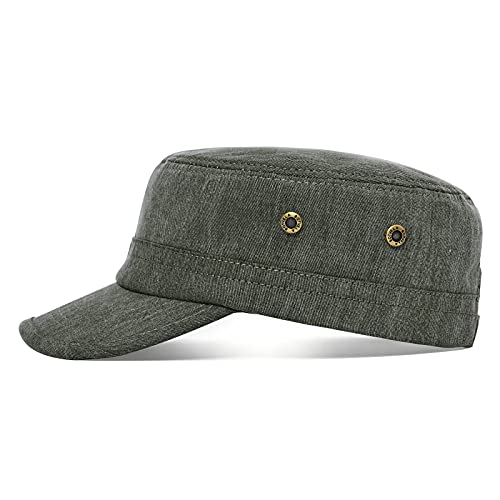 BOTVELA Men Women Cotton Cadet Army Cap Military Flat Hat - color: Army Green
