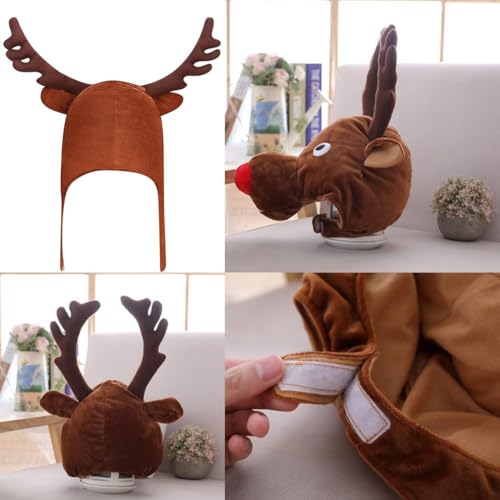 Winter Plush Hat with Horns Faux Fur Animal Trapper Hat Ox Ears Beanie for Halloween Xmas Carnival Cosplay - color: Reindeer
