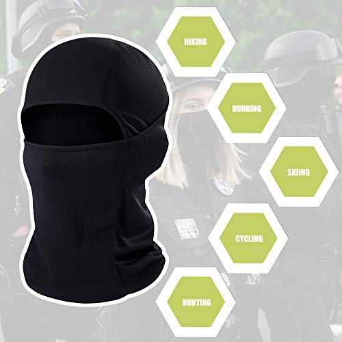 Balaclava Face Mask Adjustable Windproof UV Protection Hood - color: Black