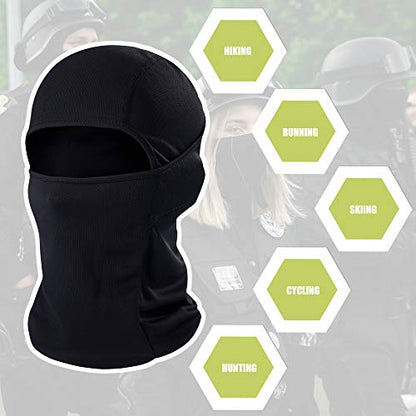 Balaclava Face Mask Adjustable Windproof UV Protection Hood - color: Black