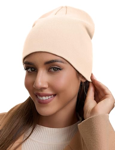 vidsel 100% Cotton Beanie Hat for Men Women, Soft Cuffless Knit Skull Cap - color: 1pc-pink