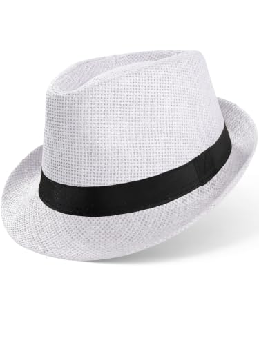 BABEYOND Men's 1920s Short Brim Trilby Fedora Hat - color: U-white