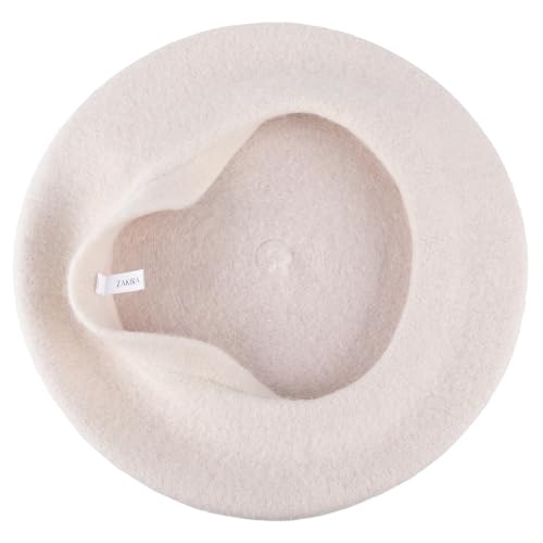 ZAKIRA Wool French Beret for Men & Women, Plain - color: Off-white