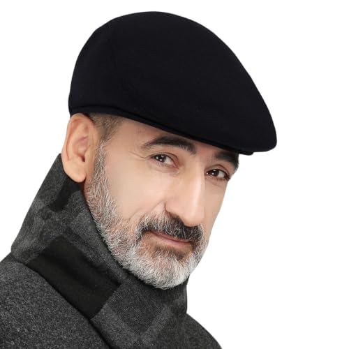 DOCILA Ivy Cap for Men Retractable Invisible Earflap Caps Warm Outdoor Ear Cover Wool Blend Beret Flat Newsboy Gatsby Hats - color: Earflap Style-black