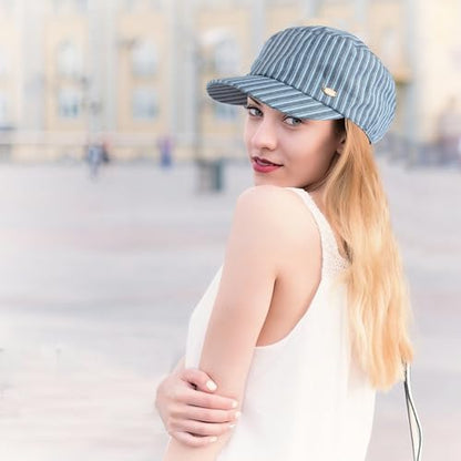 Womens Newsboy Caps Stripe Cabbie Gatsby Hat Ladies Pageboy Caps for Womens