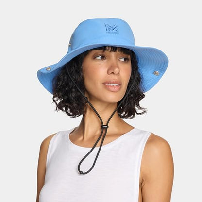 MISSION Cooling Bucket Hat - Unisex Wide-Brim Hat for Men & Women - Lightweight, Foldable & Durable - Cools Up to 2 Hours - color: Vibrant Blue