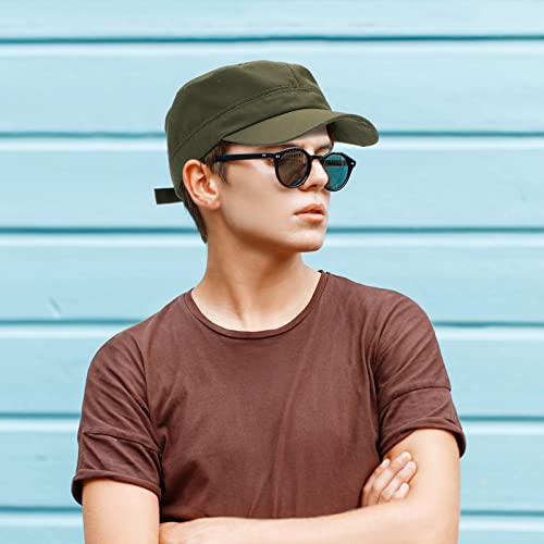 Eurzom 6 Pcs Cadet Cap Military Hat for Men Women Adjustable - color: Black, Beige, Navy, Army Green, Coffee, Gray