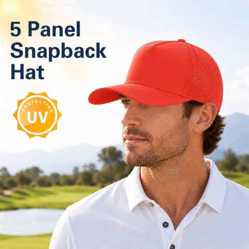 5 Panel Baseball Cap Quick Dry Mesh Snapback Hat for Women Men - color: Orange