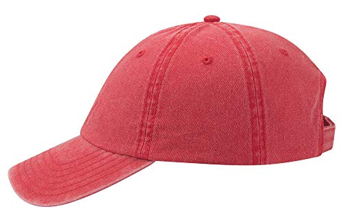 OTTO Garment Washed Pigment Dyed Cotton Twill 6 Panel Low Profile Dad Hat - color: Red