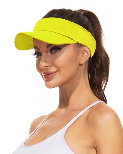 Zando 3.2" Structured Brim Visor Hats for Women, UPF 50+, Golf/Tennis - color: C Yellow