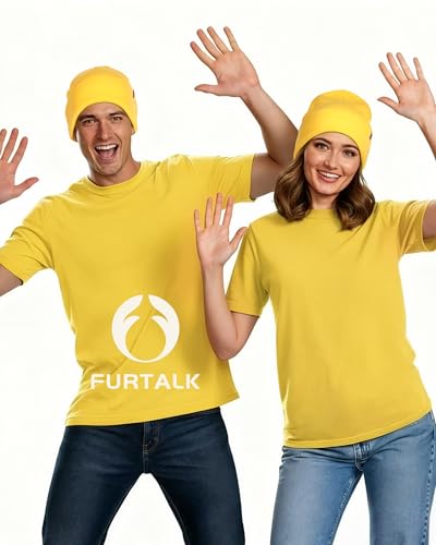 FURTALK Beanie for Men Women Cuffed Thick Knitted Winter Hat Skull Cap - color: Yellow