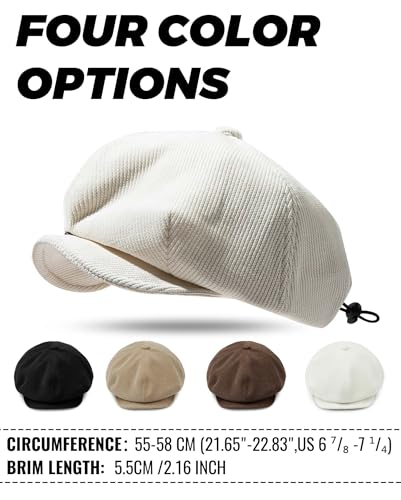 Croogo Baker Boy Newsboy Cap Beret Hats Adjustable Cabbie Apple Hat for Men - color: Bl45-beige