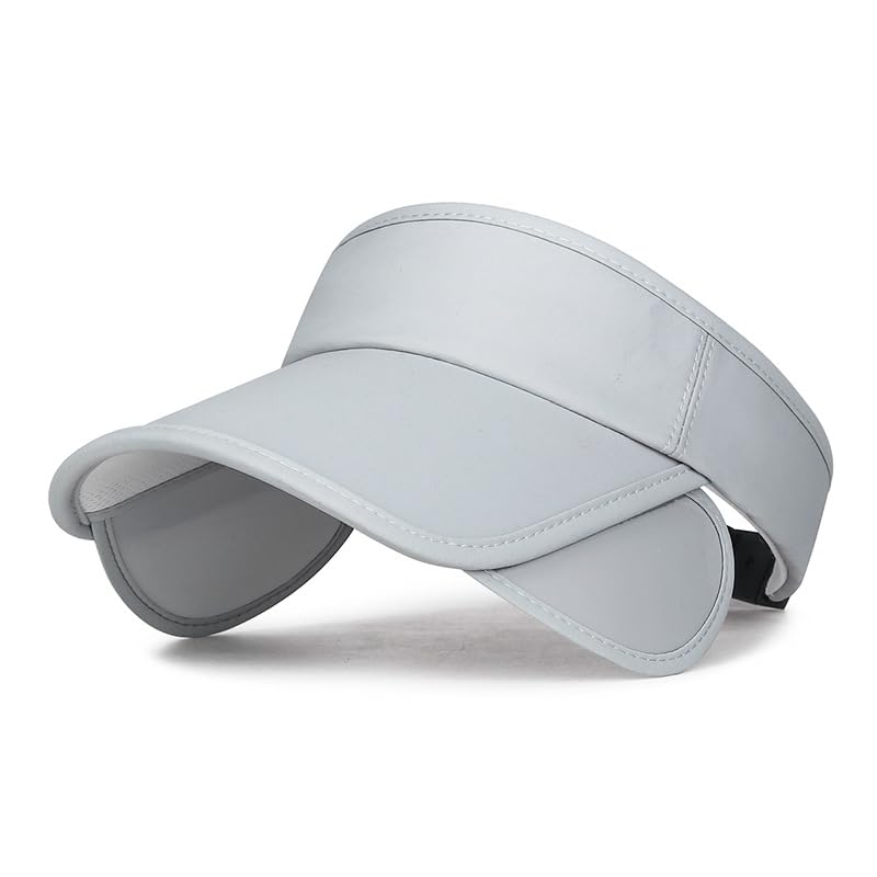 Summer Sun Visor Hat with Retractable Brim, Sun Golf Visor Hats Beach Hats for Men Women - color: Light Gray