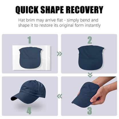 2Pack Womens Criss Cross Ponytail Baseball Cap, Quick Drying UV Protection Breathable Sport Outdoor Sun Hat - color: Black+navy Blue