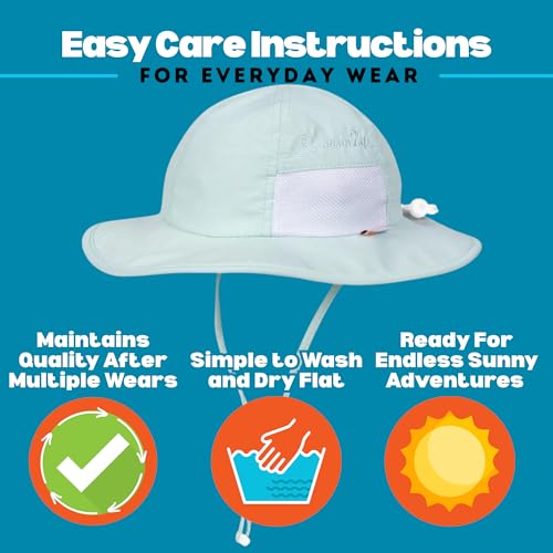 SwimZip UPF 50 Kids' Wide Brim Sun Hat, Sun Protection Hat - Baby & Toddler - color: Mint Green, size: 8-14 Years