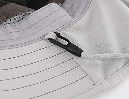 Connectyle Kids Sun Hat Adjustable Fishing Hat for Boys Grils Breathable UPF 50+ Protection Outdoor Beach Hat with Neck Flap - color: Dark Grey