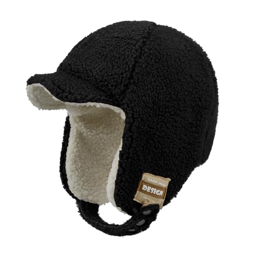 Clakllie Snow Trapper Trooper Hat with Ear Flap for Skiing Women's Ushanka Warm Winter Hat - color: Cdus-pl07-black