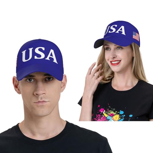 American Flag Baseball Caps Embroiderred USA Flag Patriotic Dad Hat Adjustable Trucker Hats for Men Women - color: Usa Flag Blue 3