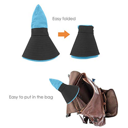 IYEBRAO Kids UV Sun Hat with Ponytail Hole UPF 50 Bucket Cap for Girls Summer Beach ＆ Fishing - color: Sky Blue