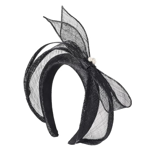 Women's Fascinators Hats Wedding Sinamay Headband Church Cocktail Dresses Headwear Tea Party Hat Accessories - color: A Black