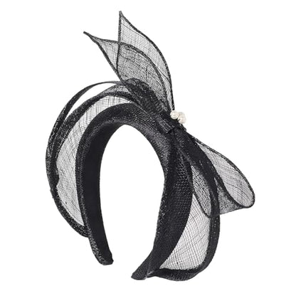 Women's Fascinators Hats Wedding Sinamay Headband Church Cocktail Dresses Headwear Tea Party Hat Accessories - color: A Black
