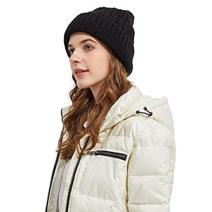 Surblue Unisex Trendy Beanie Warm Oversized Chunky Cable Knit Slouchy Woolen Hat - color: Black