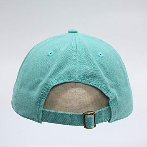 Washed Canvas Combed Cotton Unstructured Soft Crown Adjustable Dad Hat Baseball Cap - color: Washed Cotton Turquoise