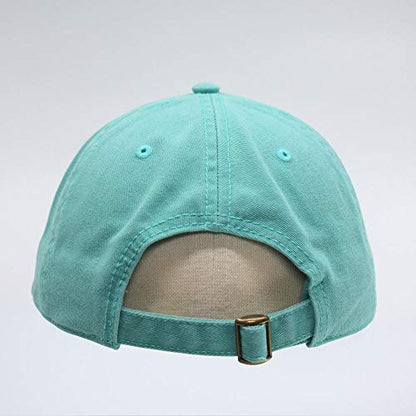 Washed Canvas Combed Cotton Unstructured Soft Crown Adjustable Dad Hat Baseball Cap - color: Washed Cotton Turquoise