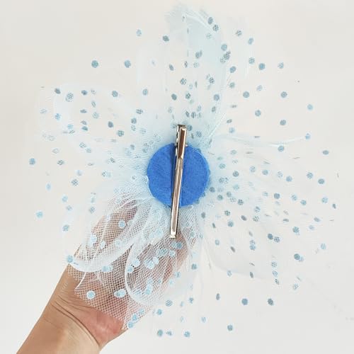 WLBON Fascinators Hat 20s 50s Headband Hair Clips Flower Mesh Veil Feather Headpiece Headwear Women Halloween Carnival Cocktail Wedding Church Cosplay Dress Up Birthday Tea Party Accessories Blue - color: Light Blue