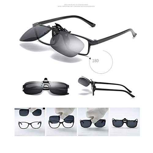 Clip on Flip up Polarized Lens For Prescription Glasses UV Protection Sunglasses (Clear lenses not Polarized) - color: Yellowbluegreyredsilver