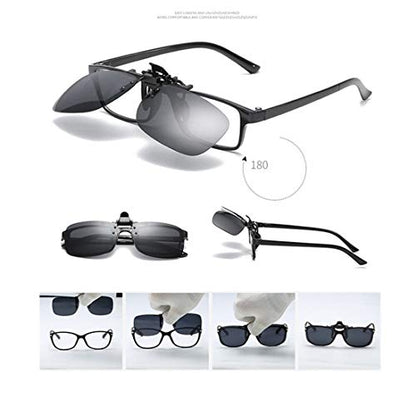 Clip on Flip up Polarized Lens For Prescription Glasses UV Protection Sunglasses (Clear lenses not Polarized) - color: Yellowbluegreyredsilver