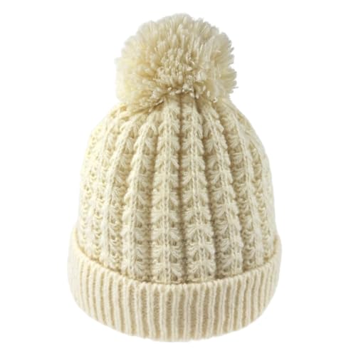 Humble Hilo Knit Hats Beanies for Women Winter Pom Beanie Men or Women Beanies Cable Knit Beanie - color: Cream Pom Pom