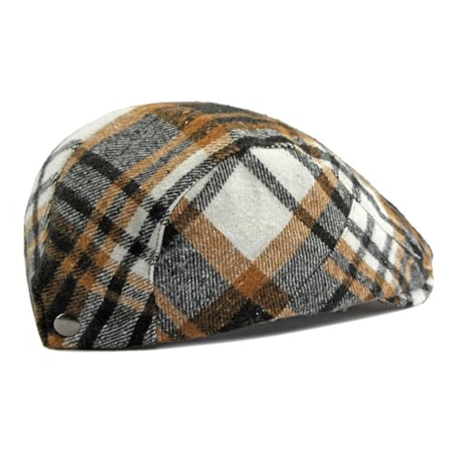 Idopy Men`s Classic Adjustable Ivy Irish Newsboy Golf Cap Hat - color: Plaid Black