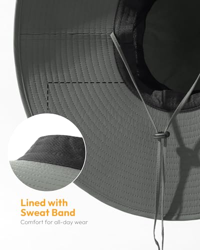 Mens Sun Hat Super Wide Brim Waterproof Breathable Bucket Hats for Men - color: Dark Grey