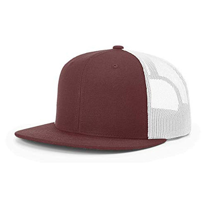 Richardson Unisex 511 Flatbill Trucker Adjustable Snapback Baseball Cap - color: Maroon/White