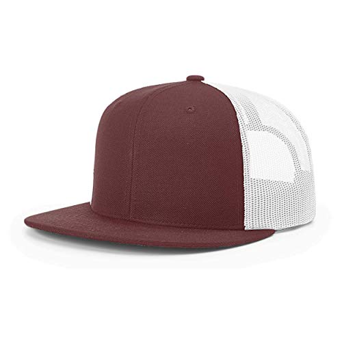 Richardson Unisex 511 Flatbill Trucker Adjustable Snapback Baseball Cap - color: Maroon/White